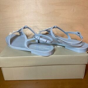 Melissa Light Blue Sandals with Pearl Details size W-8